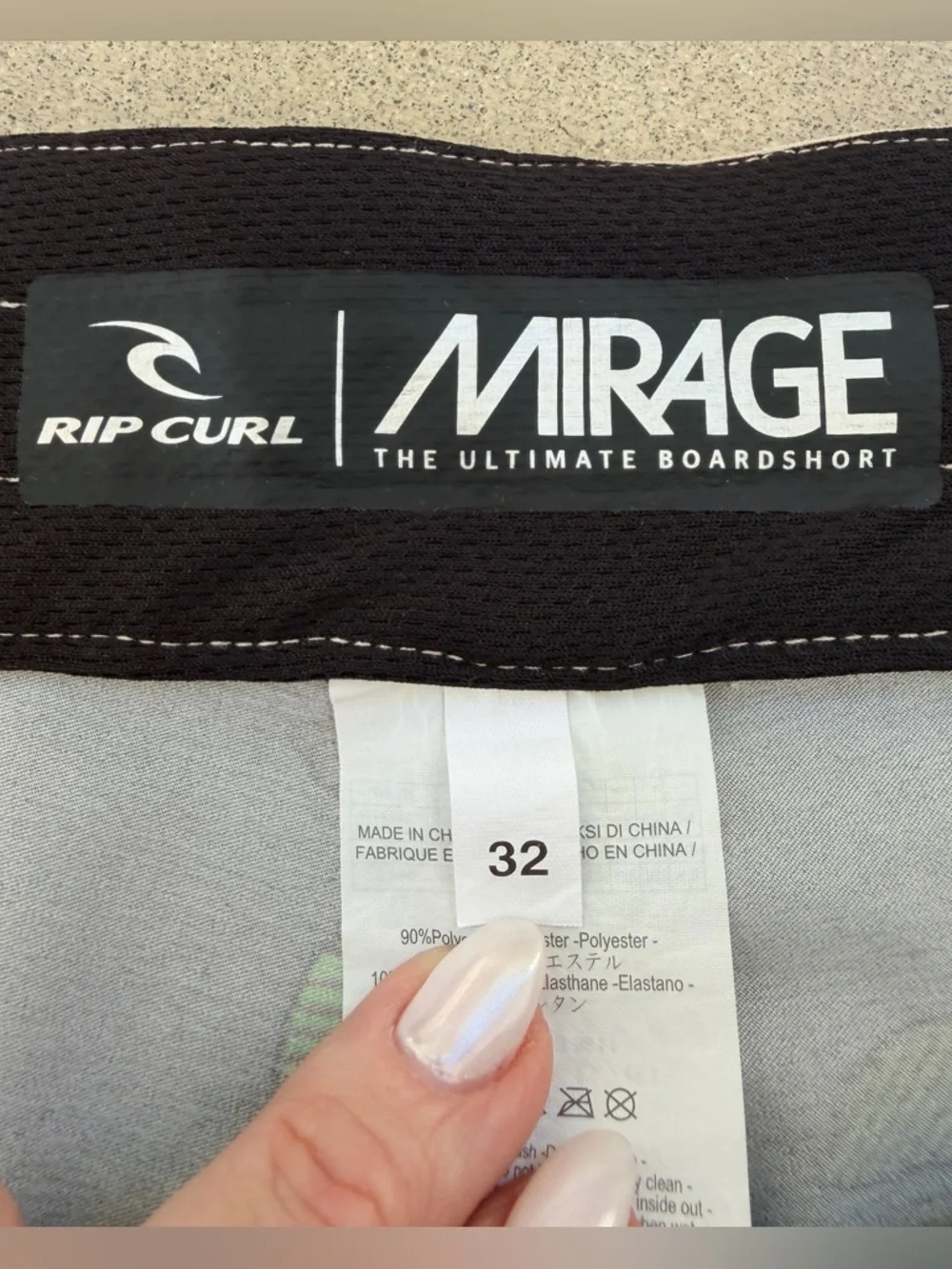 Rip Curl Mirage Men’s Sz 32 Board Shorts Swim Trunks Gray Palm Trees 🌴